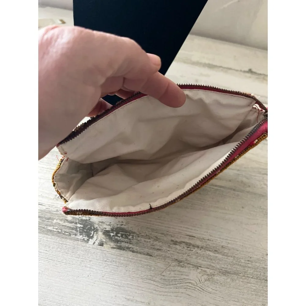 Needlepoint zippered make up bag